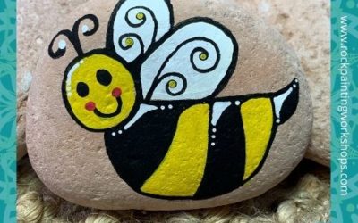 Busy Bee -easy rock painting tutorial 1