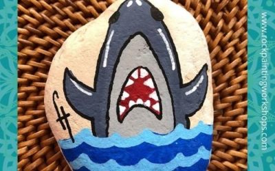 Shark ! easy rock painting tutorial – rock 11.