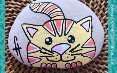 Cute Kitty – easy rock painting tutorial – rock 9.