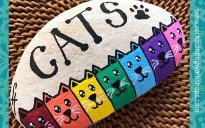 Rainbow Cat – easy rock painting tutorial – rock 10