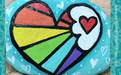 Rainbow Heart -easy rock painting tutorial 7.