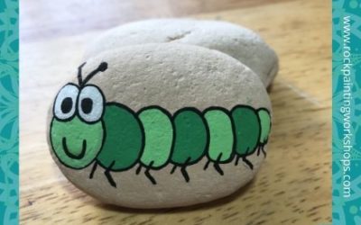 Caterpillar – easy rock painting tutorial – rock 6.