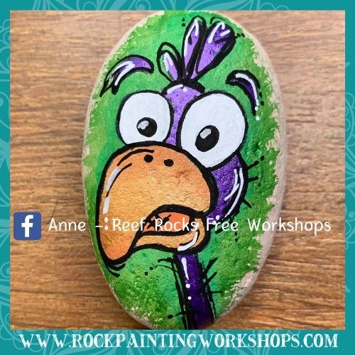 Crazy bird said what ! Rock Painting Tutorial