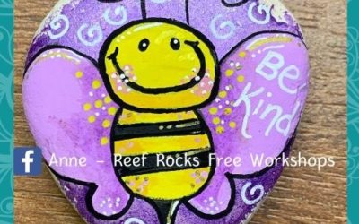 Purple Bee Rock Painting Tutorial