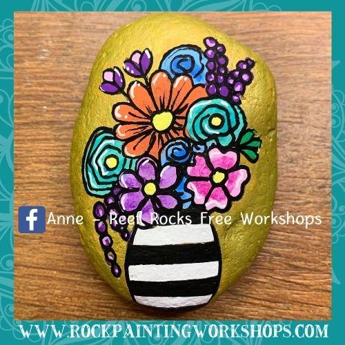 Easy rock painting tutorial for kids and adults with Artistro paint pens -  Flower painted rock 