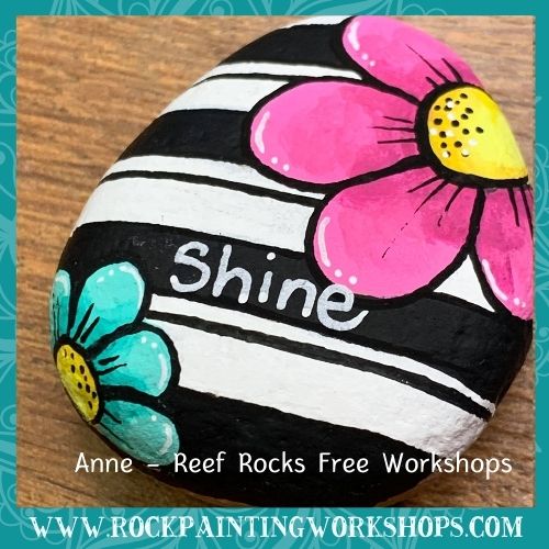 Daisy Stripes Rock Painting Tutorials