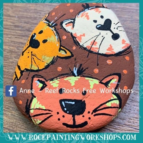 Cat Trio Rock Painting Tutorial