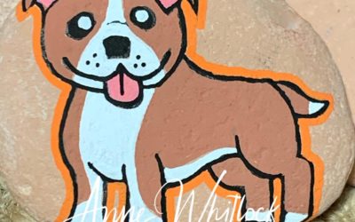 Cartoon style brindle Staffy – Love from Anne