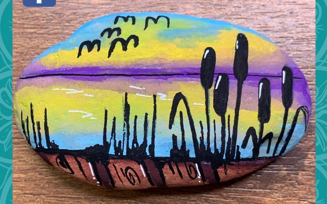 Sunset Bullrushes – Rock Painting Tutorials