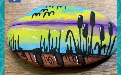 Sunset Bullrushes Rock Painting Tutorial