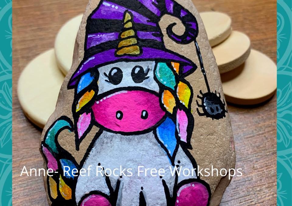 Miss Halloween Unicorn Rock Painting Tutorial