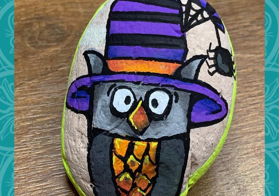 Halloween Owl Rock Painting Tutorial