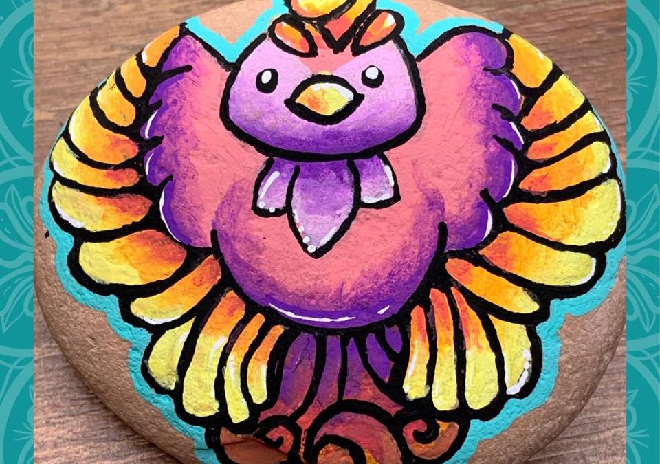 Cute Kawaii Phoenix Rock Painting Tutorial