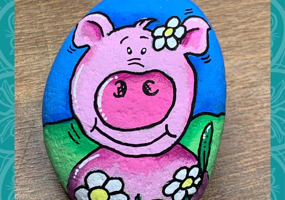 Fat Pink Pig Rock Painting Tutorial