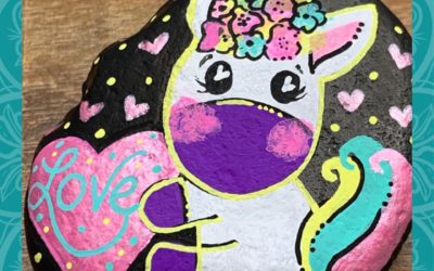 Love Unicorn on Black Rock painting Tutorial