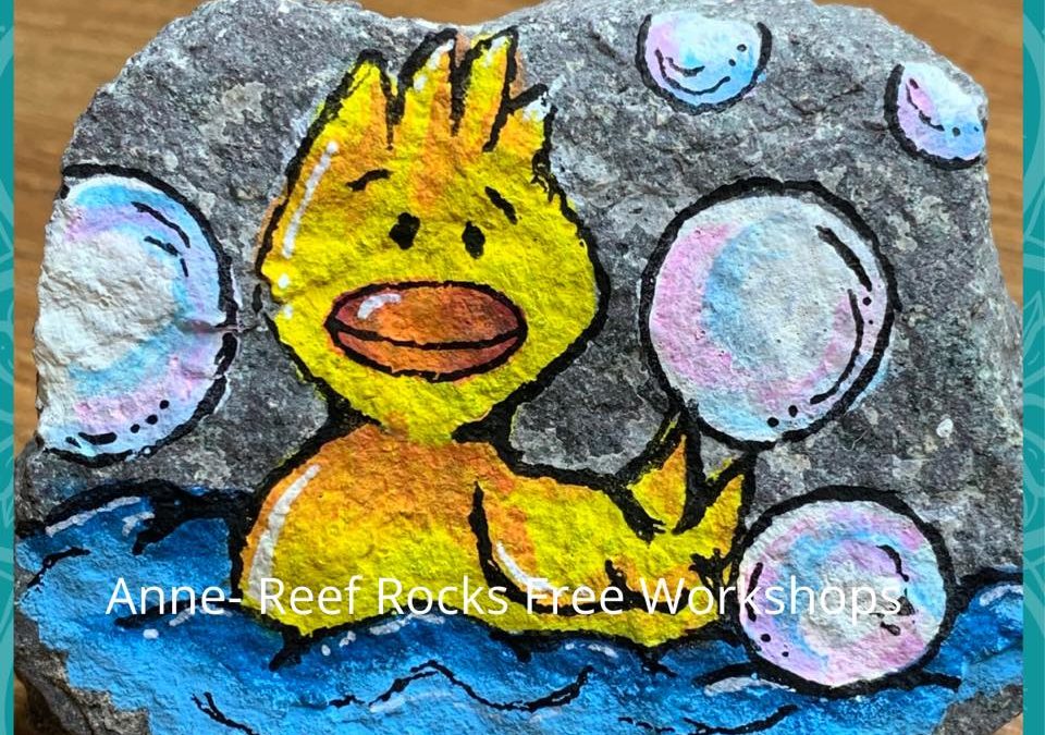 Rubber Ducky Bath Time Rock Painting Tutorial