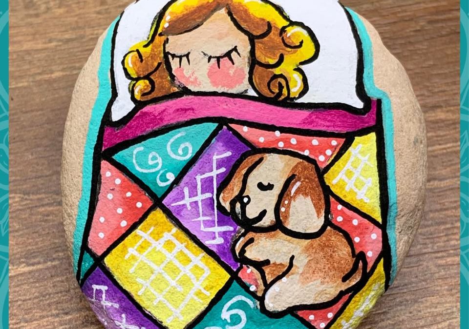 Sleeping Girl  With Dog Rock Painting Tutorial