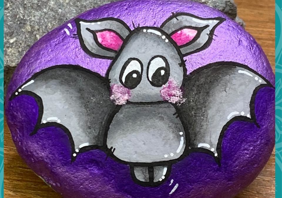 Flying Bat Rock Painting tutorial