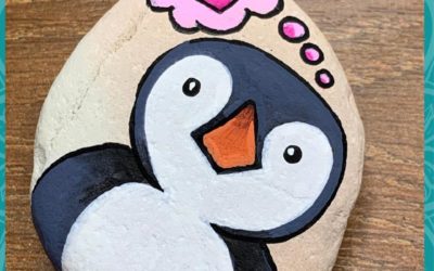 Penguin is thinking rock painting tutorial