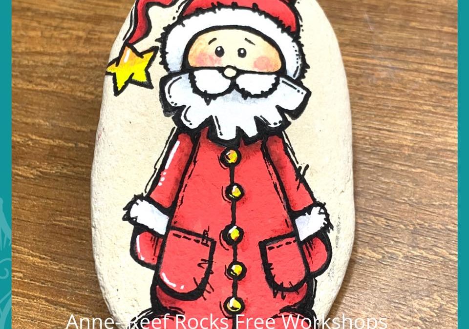 Santa is in Pyjamas Rock Painting Tutorial