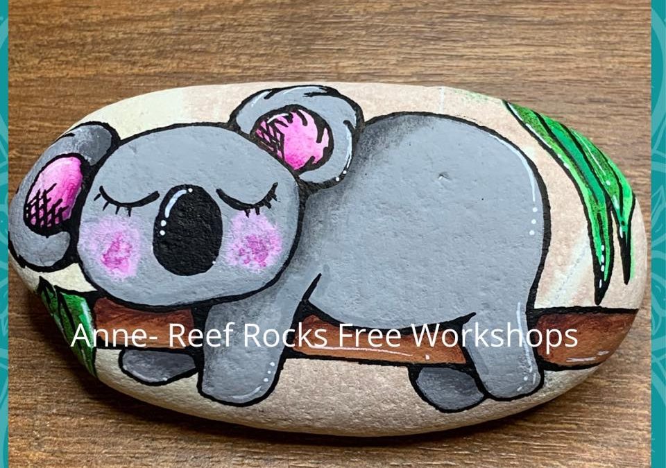 Sleepy Koala Rock Painting Tutorial