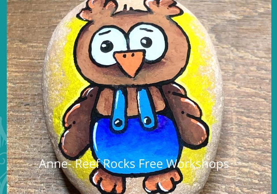 Owl in Dungarees Rock Painting Tutorial