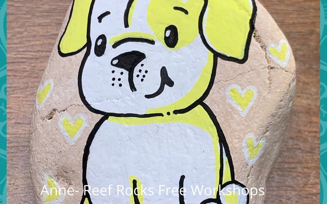 Bob Dog cuddles rock painting tutorials