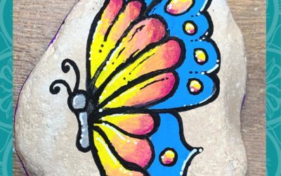 Butterfly rock painting tutorial