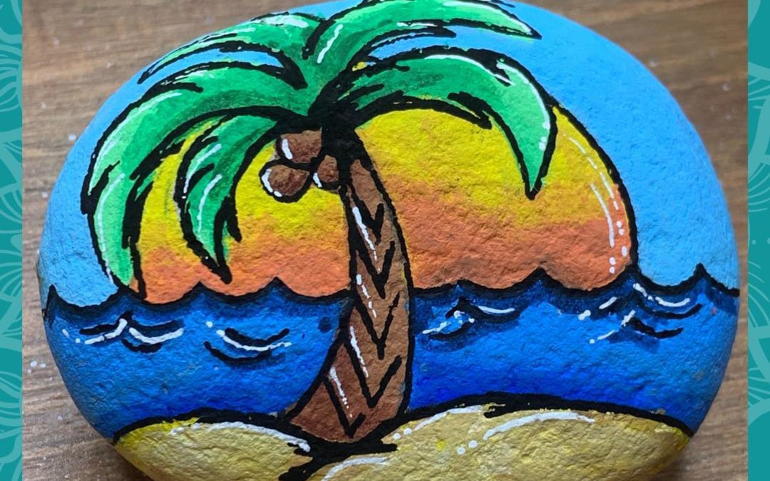 Beachside Island rock painting tutorial