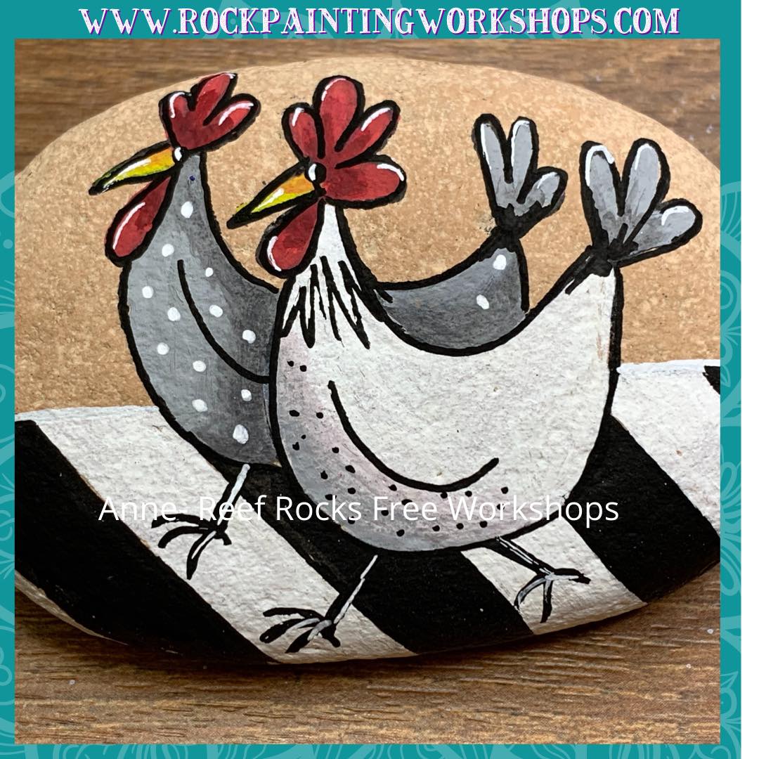 The chicken crosses the road rock painting tutorial Rock