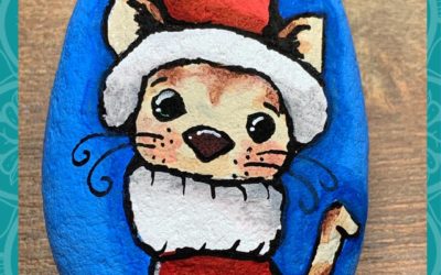 Christmas Kitty rock painting tutorial