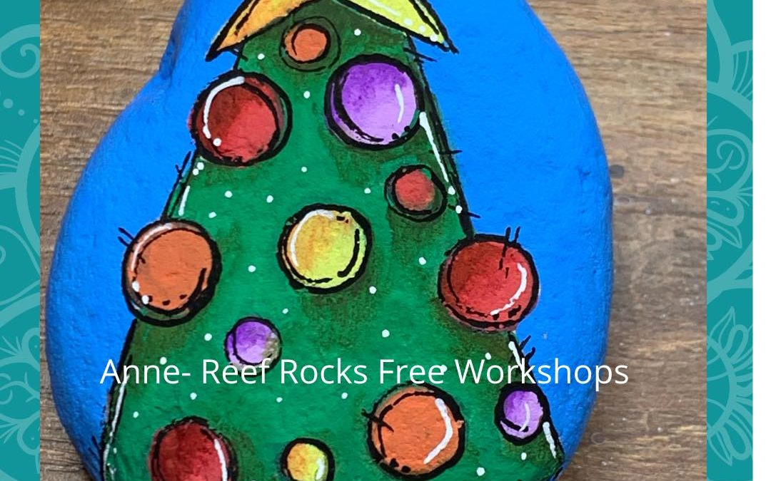 Christmas Tree rock painting tutorial