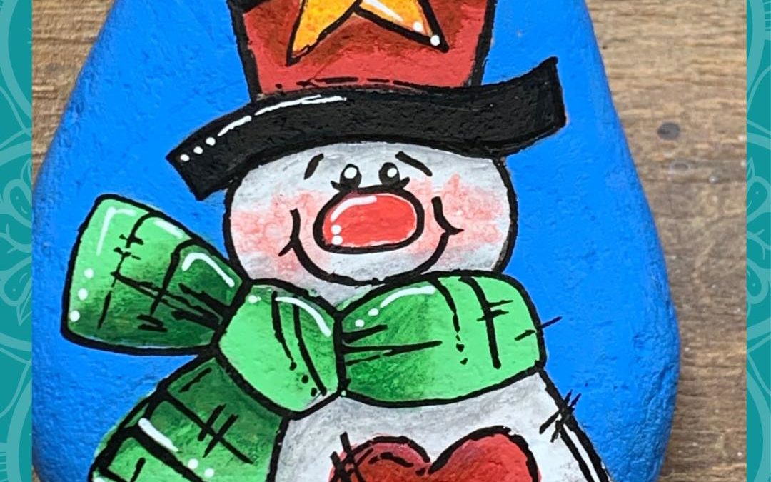 Frosty the Snowman rock painting tutorial