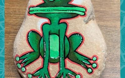 Green Frog rock painting tutorial