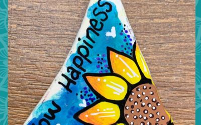 Glow Happiness Sunflower rock painting tutorial