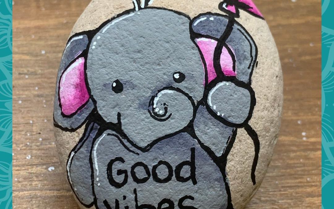 Good Vibes Elephant rock painting tutorials