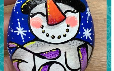 Joy Snowman rock painting tutorial