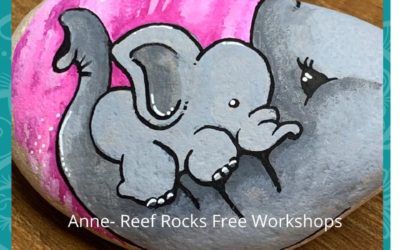 Mumma & Bubba Elephant rock painting tutorial