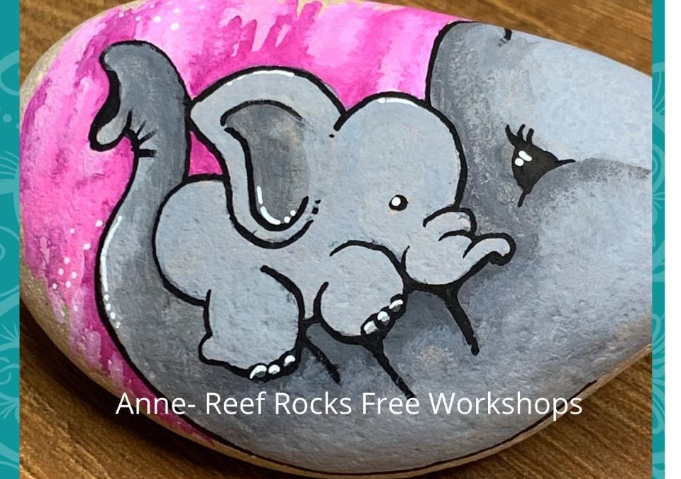 Mumma & Bubba Elephant rock painting tutorial