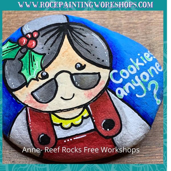 Mrs Claus rock painting tutorial