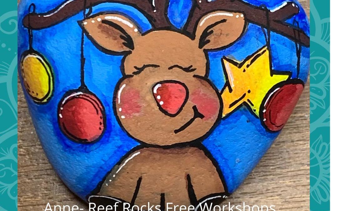 Reindeer Tree rock painting tutorial