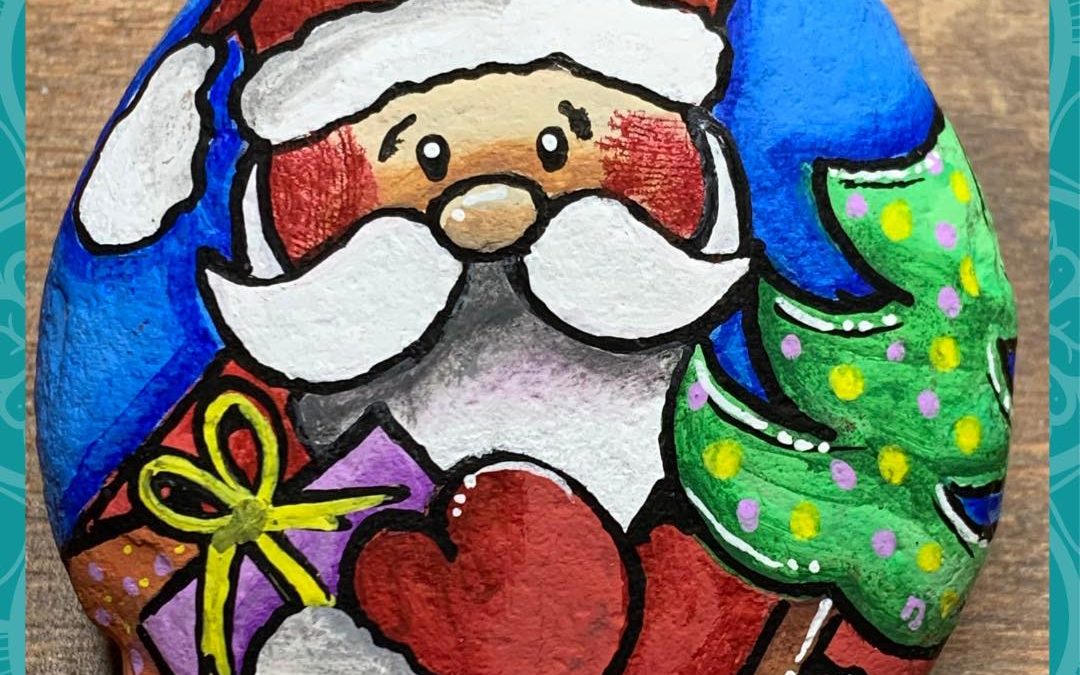 Santa Claus is coming to town rock painting tutorial