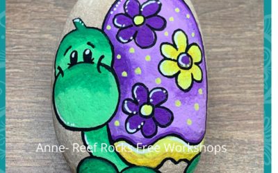 Flower Power Turtle rock painting tutorial