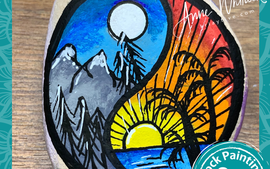 Yin Yang Night & Day Rock Painting tutorial