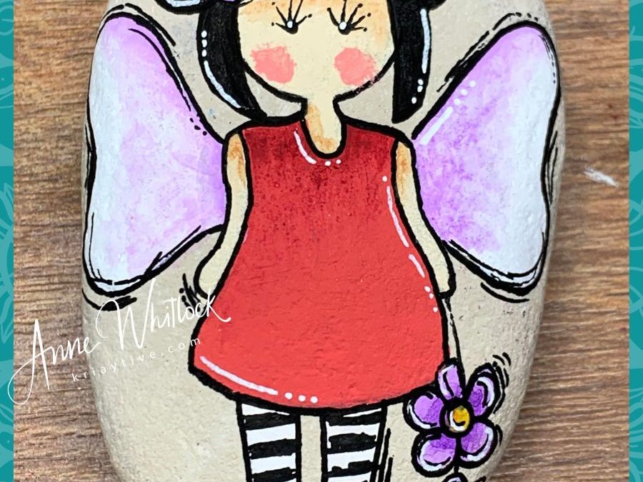 Stripey stocking girl rock painting tutorial