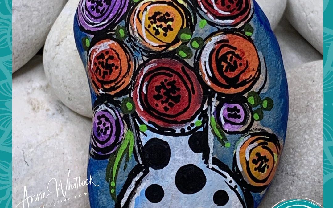 Nana’s Vase of Flowers Rock Painting Tutorial