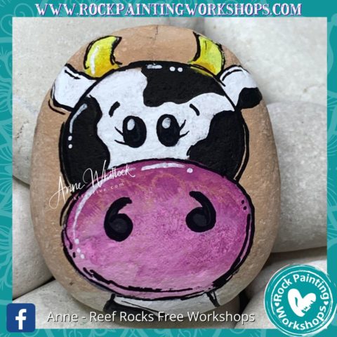 Mooo Cow Face Rock Painting Tutorial | Rock Painting Workshops