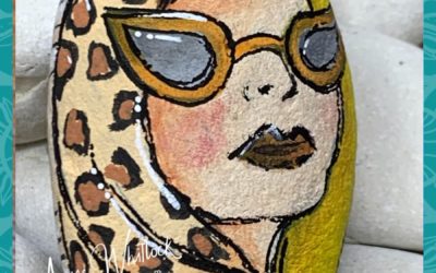 Lady in Leopard glasses rock painting tutorial