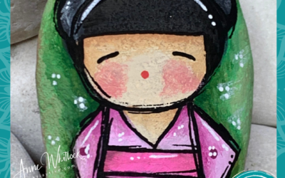 Dress up kimono girl rock painting tutorial