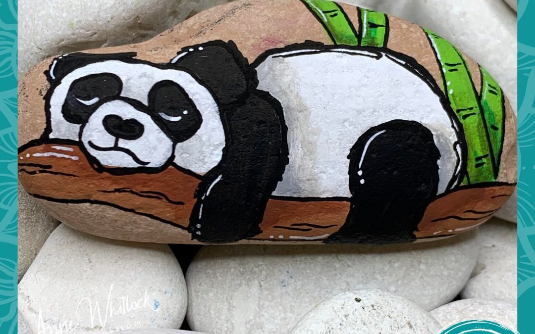 Sleeping Panda rock painting tutorial